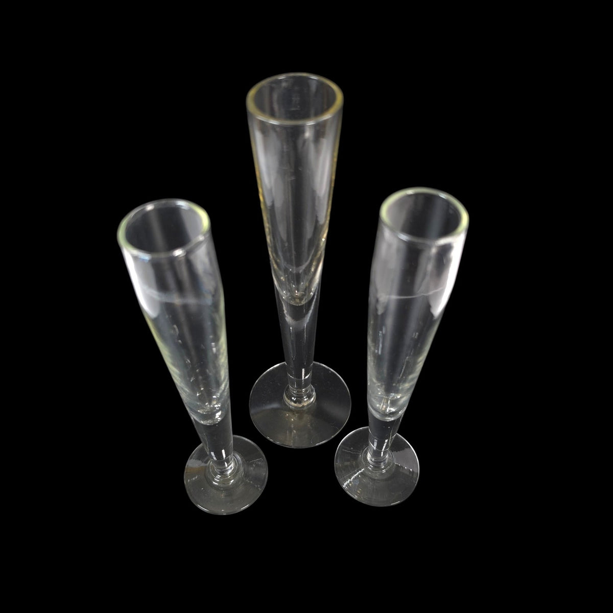 Clear Glass Cordial Liqueur Flutes Set of 3 Two Heights Bud Vase Trio