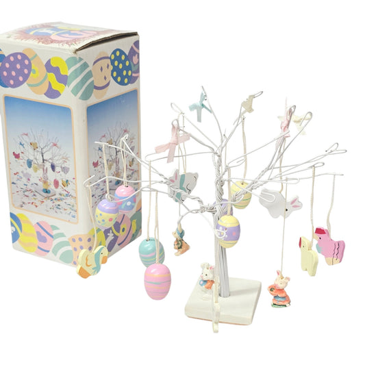 Vtg Tabletop Mini Easter Tree Decor Set - 16 Ornaments -Story of the Easter Tree