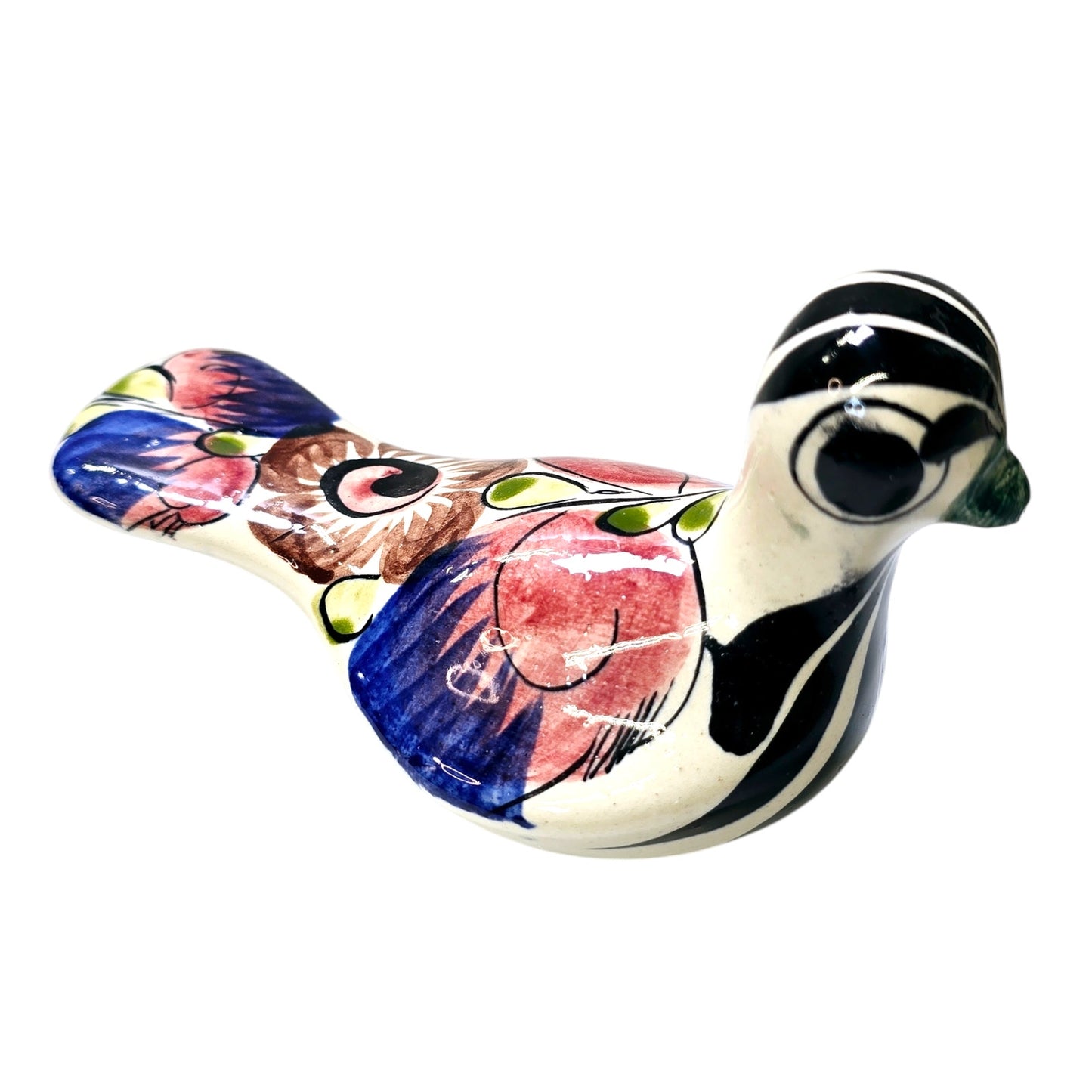 Hand Painted Mexican Floral Dove Tonal Pottery Bird