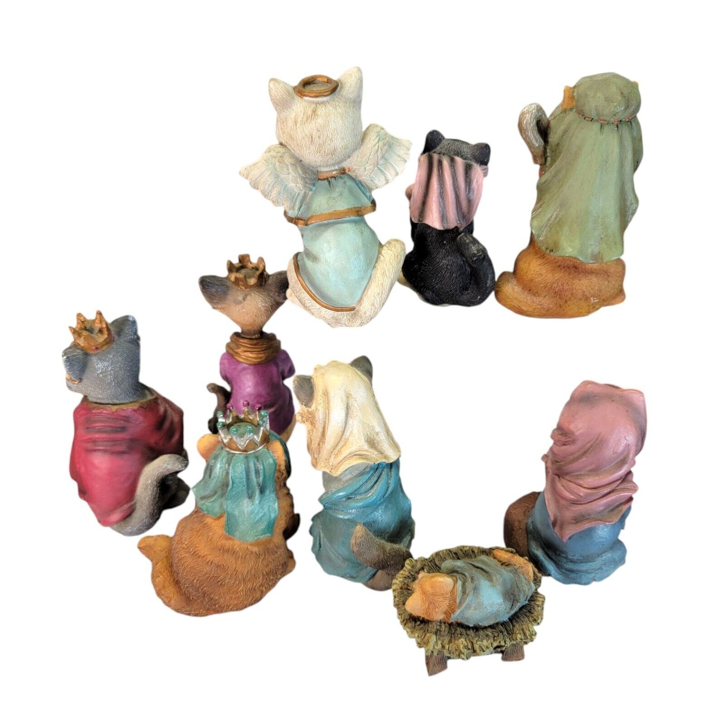 9 Pc Cat Nativity Set, Cat Christmas Cat Figurines WMG 2006-Angelee