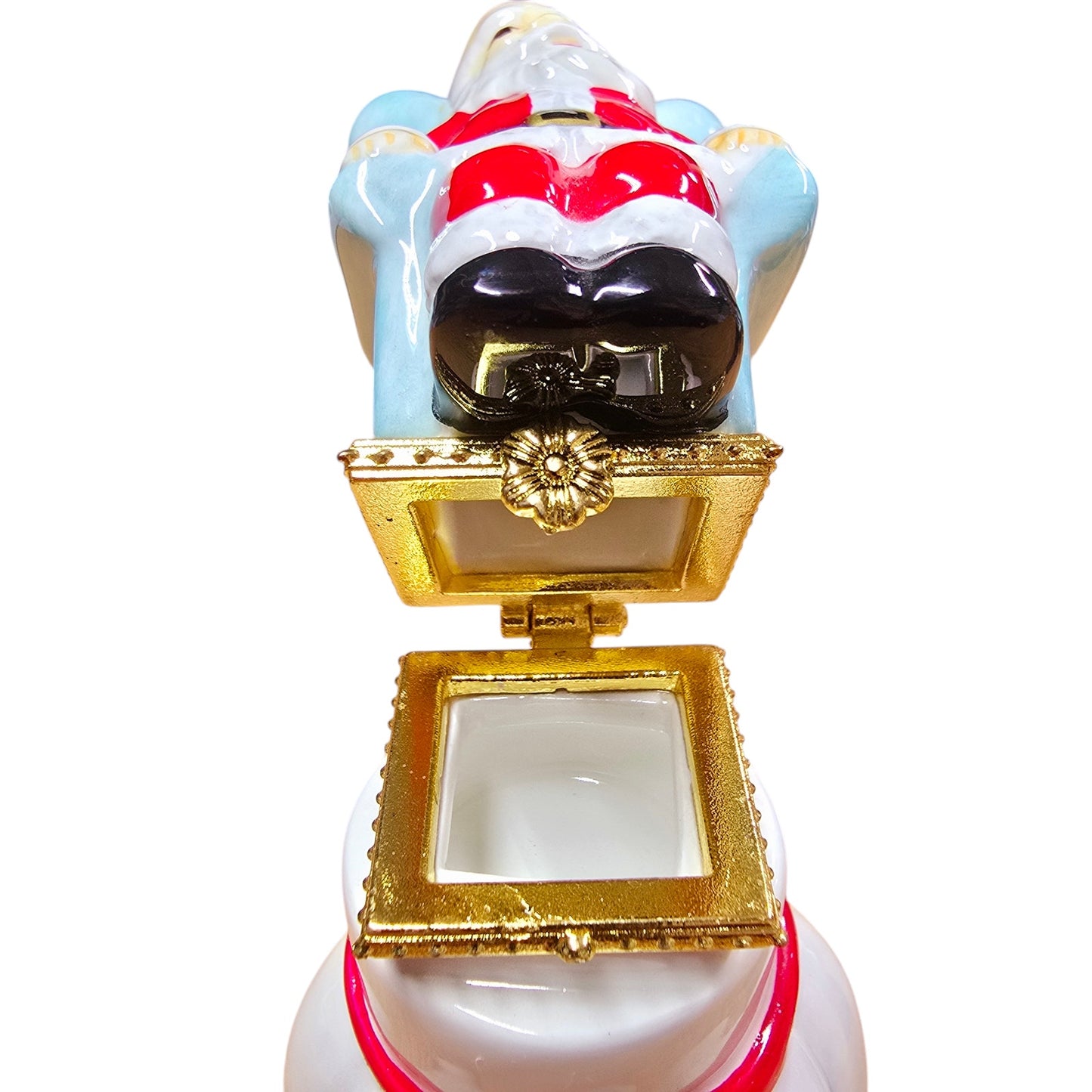 Resting Santa Hinged Box Bell, Ceramic Santa Trinket Box