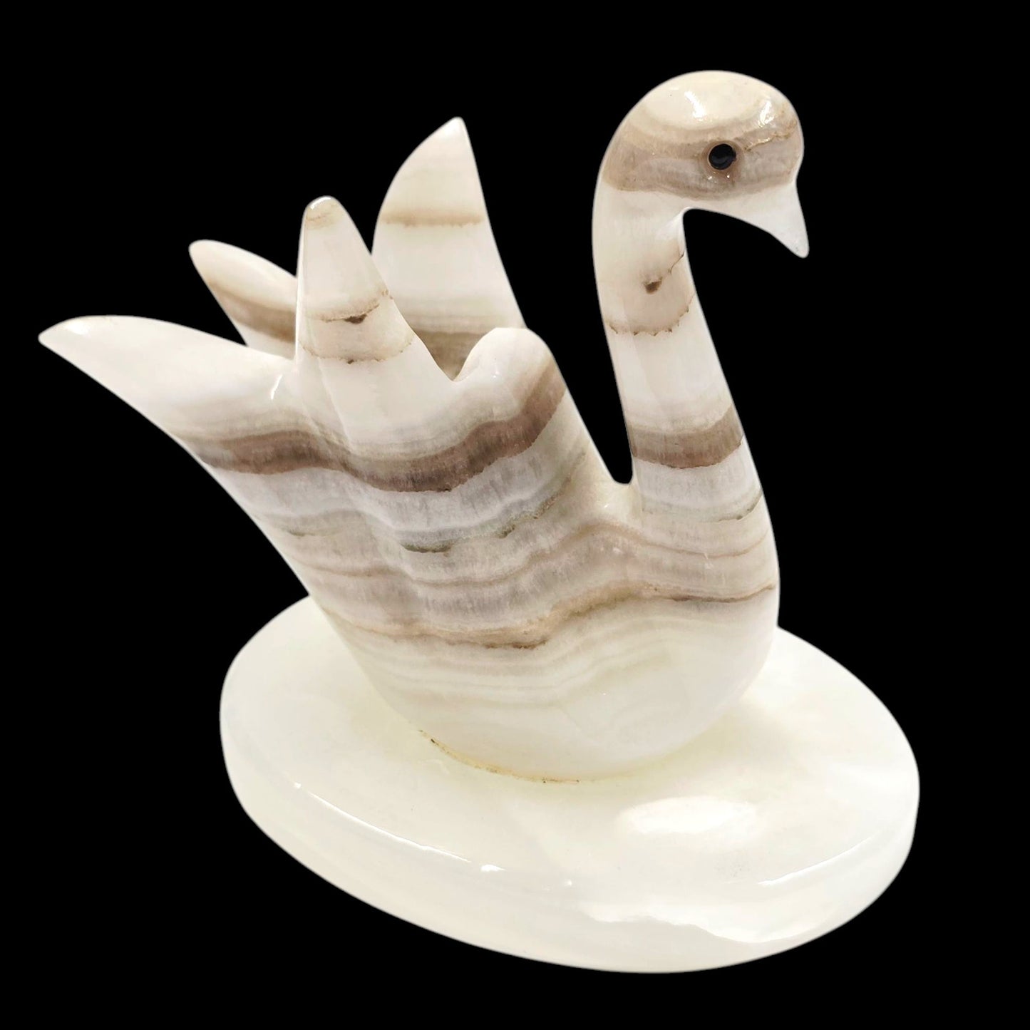 Vintage Onyx Swan Pen Holder, Cigarette Stem Holder, Candle Holder, Paperweight