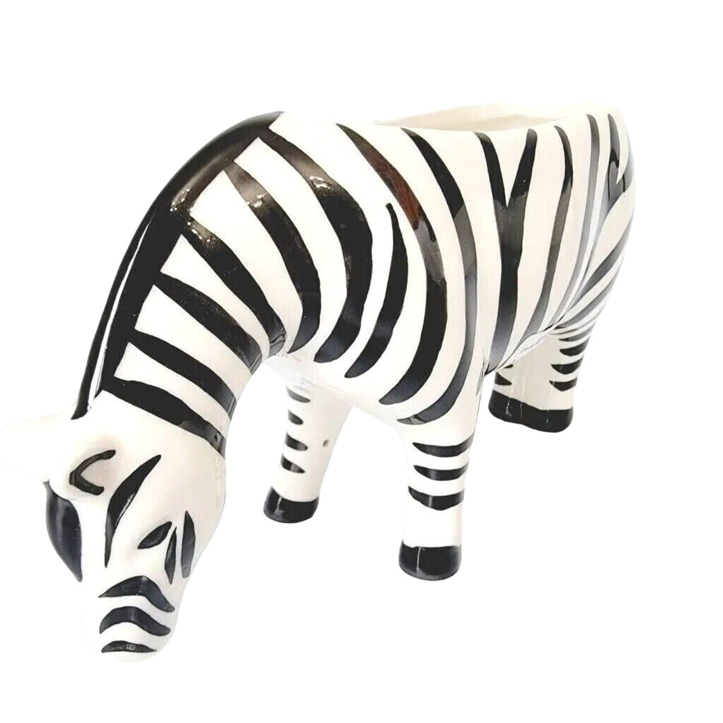 Pier 1 Imports Zebra Figurine Small Planter Animal Succulent Decorative 7"x 4"