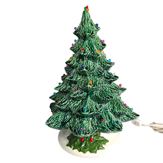 Vintage 1981 Nowells Christmas Tree Ceramic Mold 13" Lighted with Base- Works