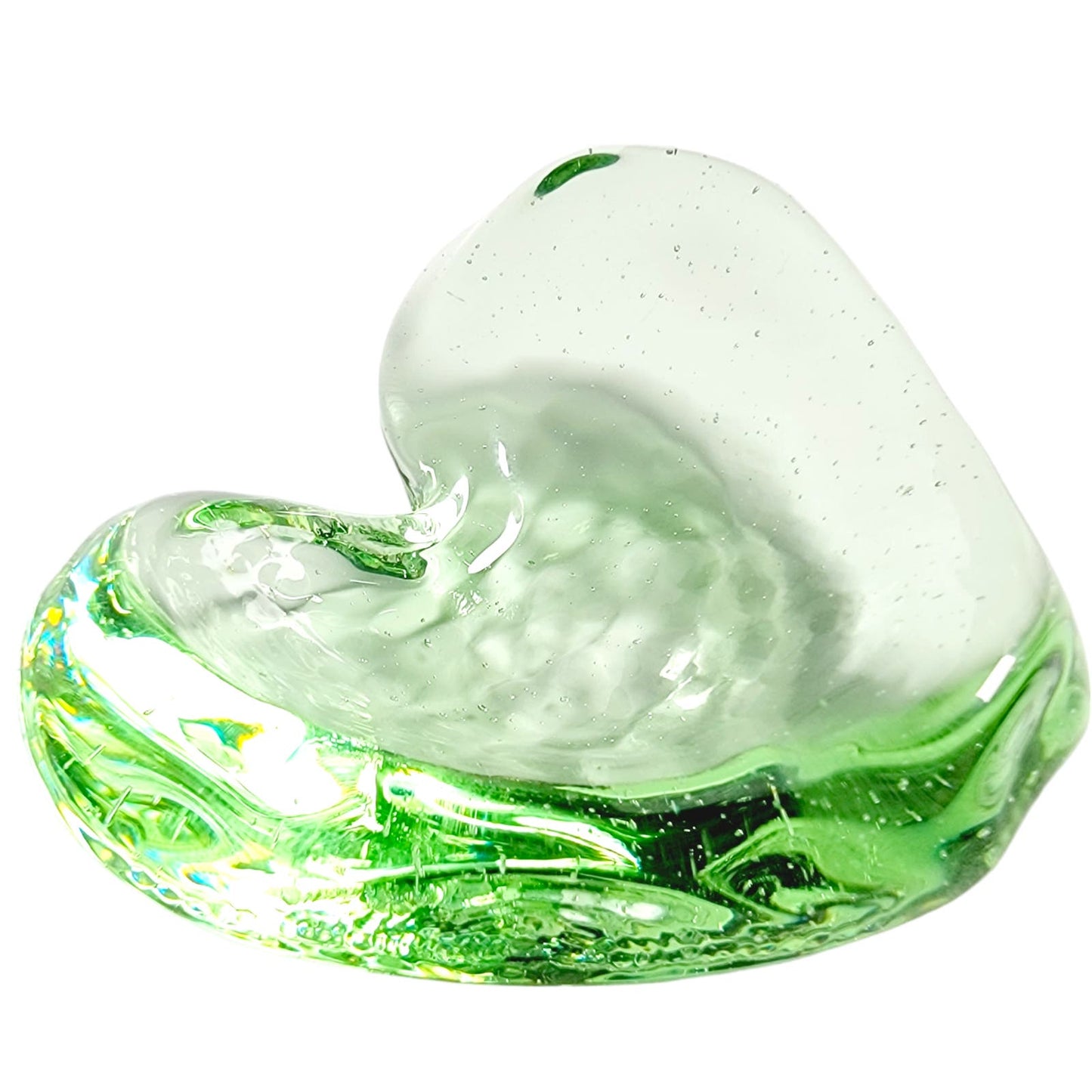 Green Heart Recycled Glass Trinket Dish Paperweight 💚