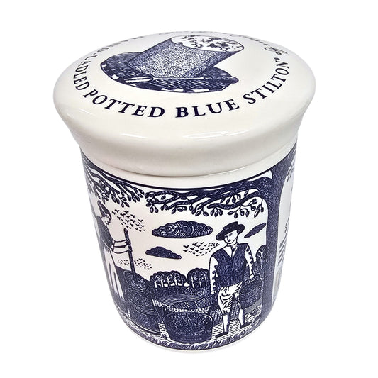 The Fine Cheese Co Blue Stilton Cheese Crock English Transferware Jar 3.2"