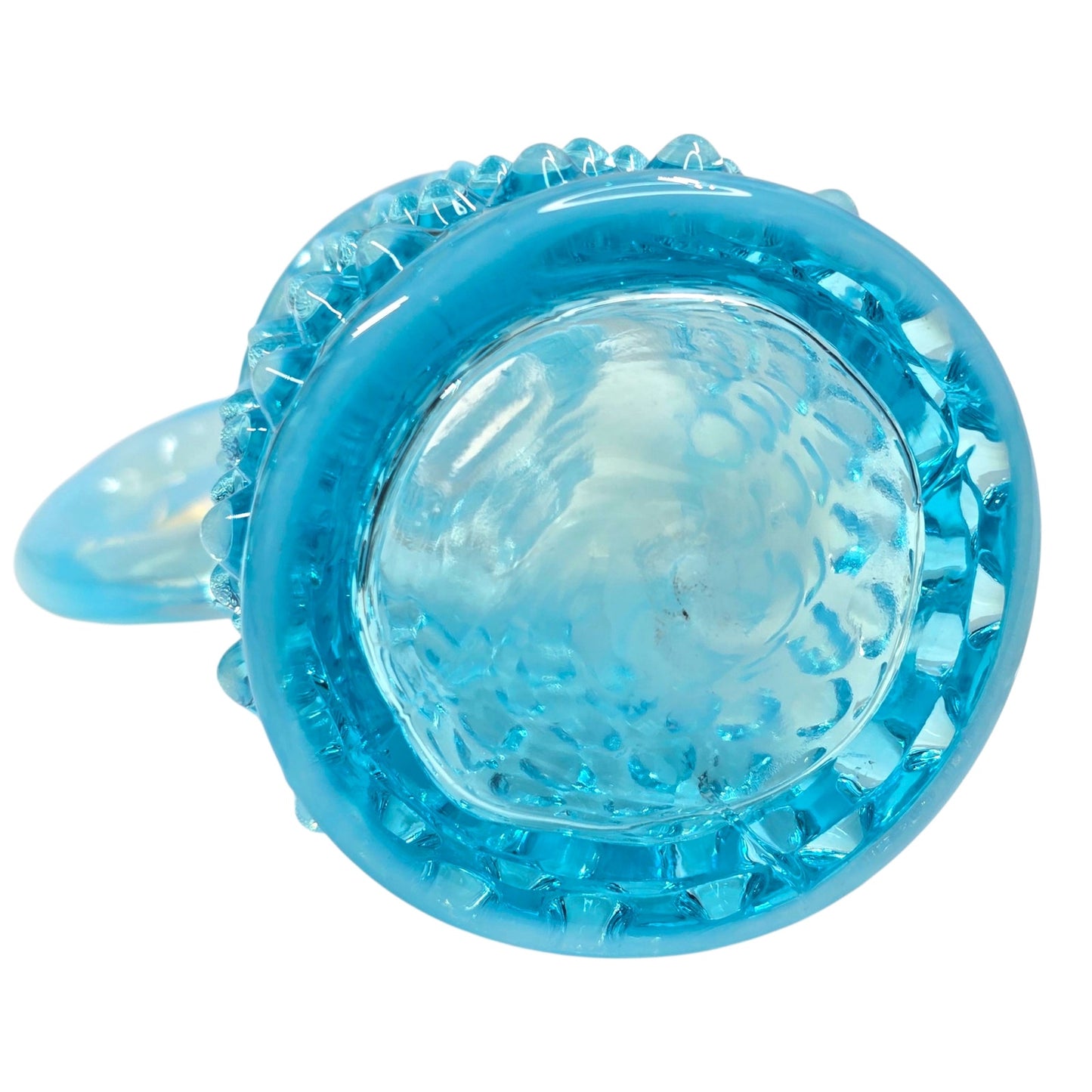 Fenton Blue Opalescent Hobnail Cruet w/ Stopper Uranium Reactive Art Glass