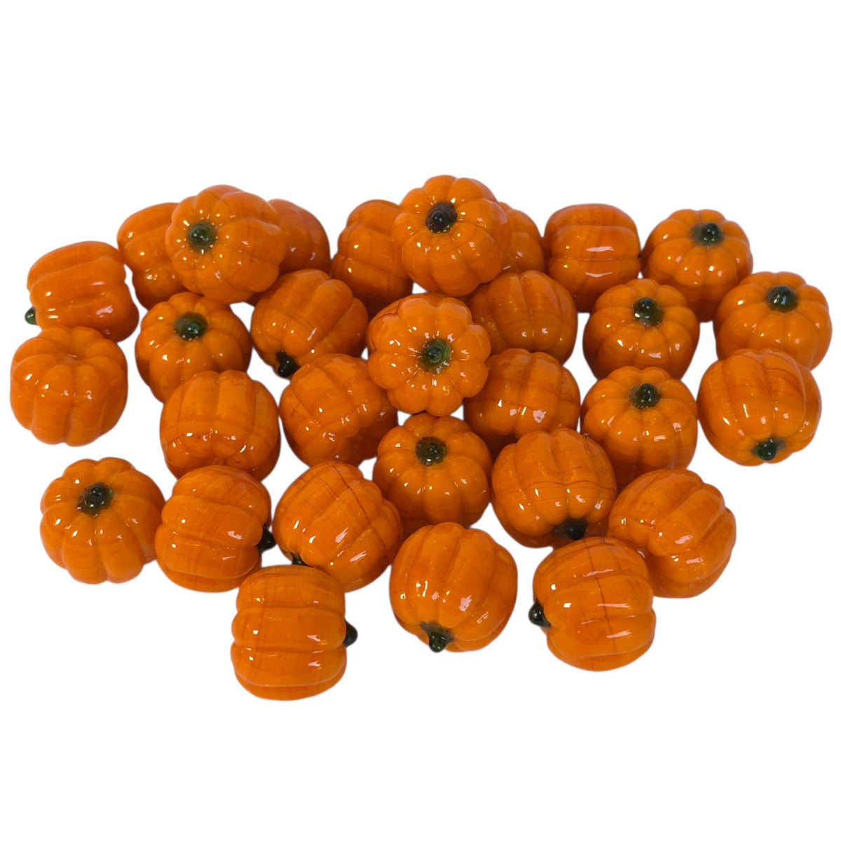 Set of Mini Orange Glass Pumpkins Fall Harvest Bowl Filler Decor