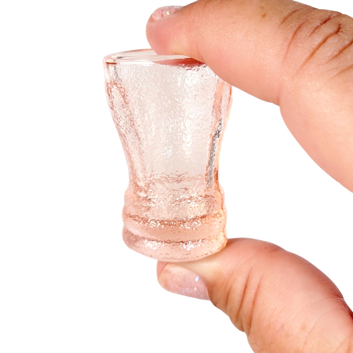 Tiny Vintage Pink Depression Glass Mini Pitcher with 4 Mini Water Tumblers, Doll Tea Party