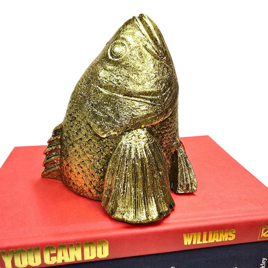 Stan the Goldfish Metallic Gold Resin Wall Sculpture Glam Quirky Decor by CB2