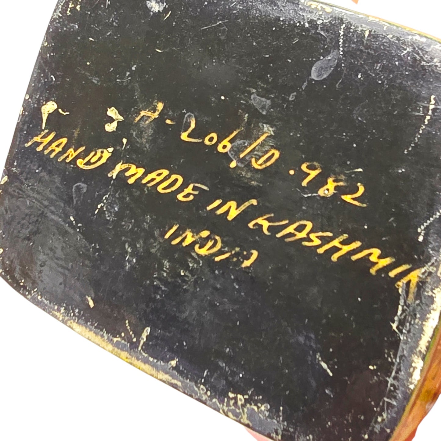 Vintage Kashmiri Hand-Painted Lacquerware Box - Stag & Doe Made in Kashmir India