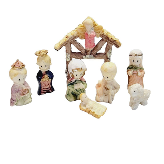 VTG Mini 8 Piece Ceramic Christmas Nativity Set by Greenbrier International