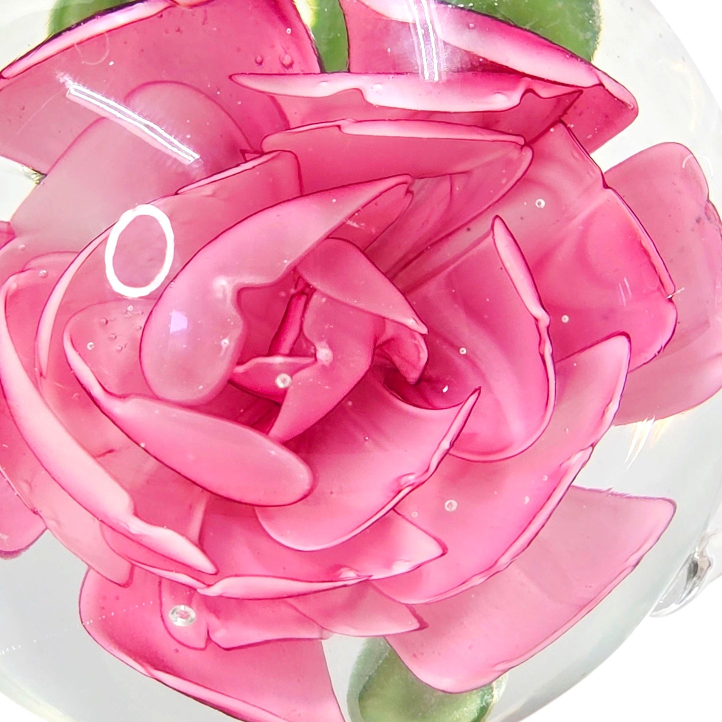 Dynasty Gallery Glass Rose Teapot Paperweight Heirloom Collection Handblown