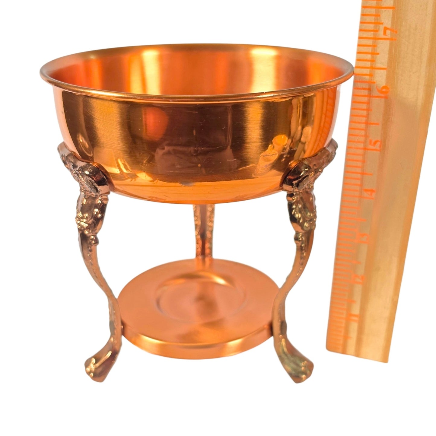 Vintage French Country Brass Copper Plant Stand Eclectic Victorian Paw Foot