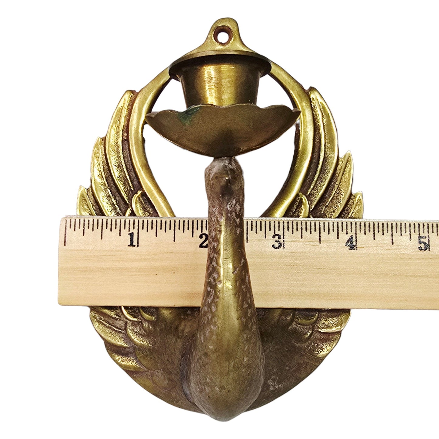 Vintage Brass Swan/Phoenix Wall Sconce Candle Holder Korea