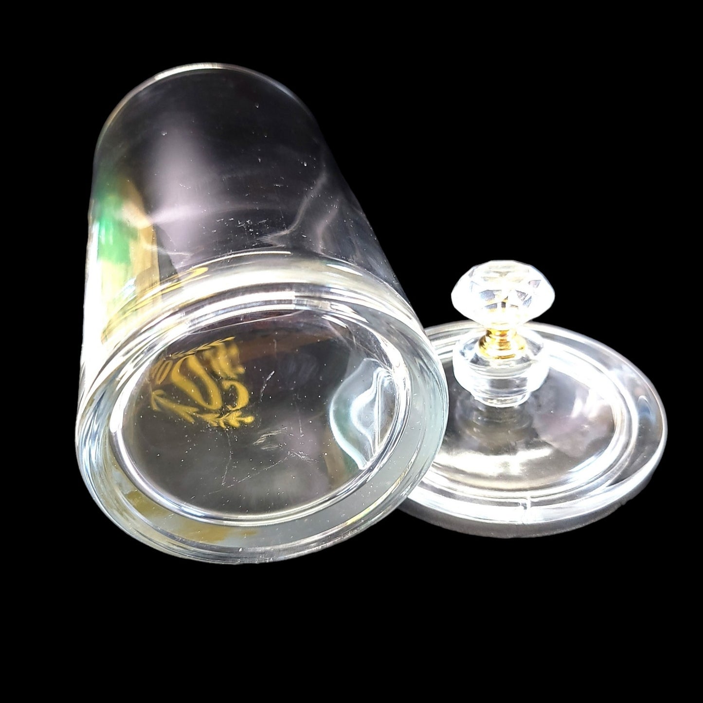 Glass Cookie Jar Canister with Jewel Finial Lid 9.25" T