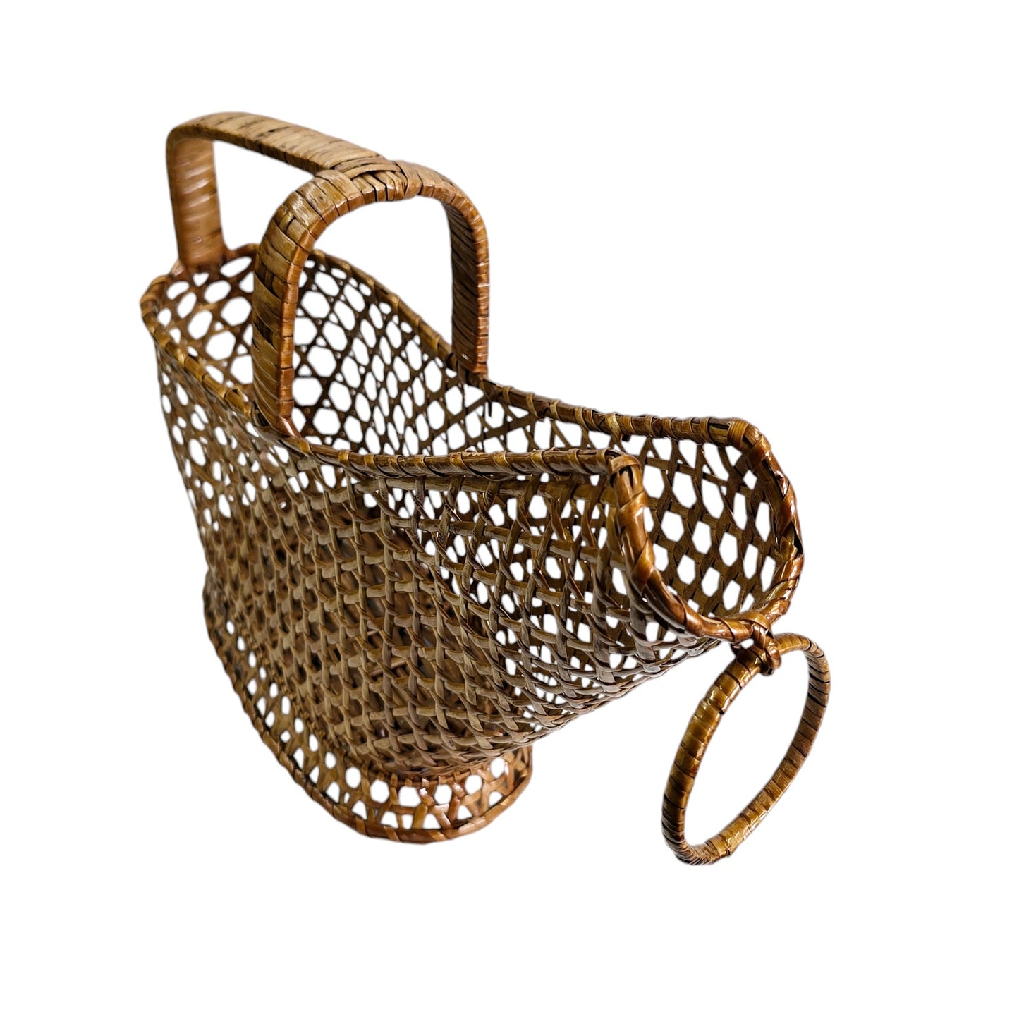 MCM Boho Chic Wicker Wine Basket with Handle, Wine Pouring Basket