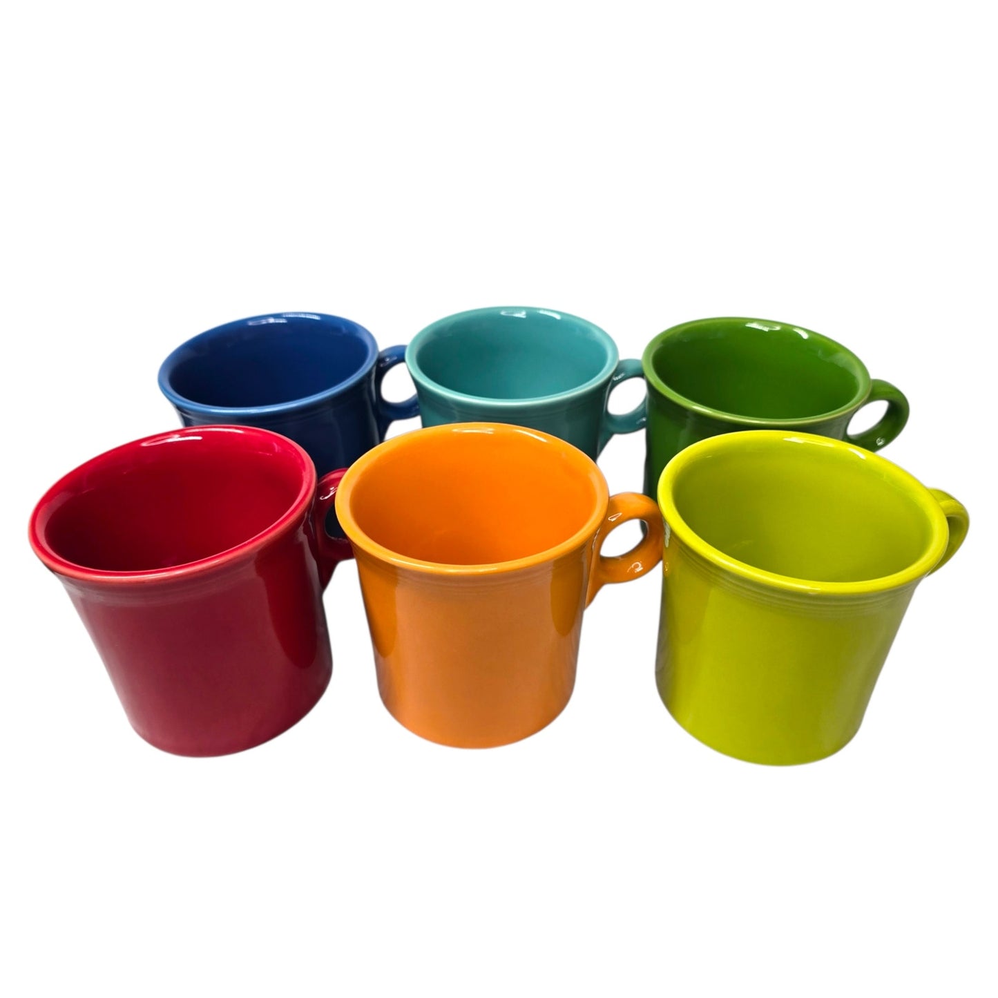 Set of 6 Fiesta Rainbow Ring Handle Mugs - Multi-Color Collection