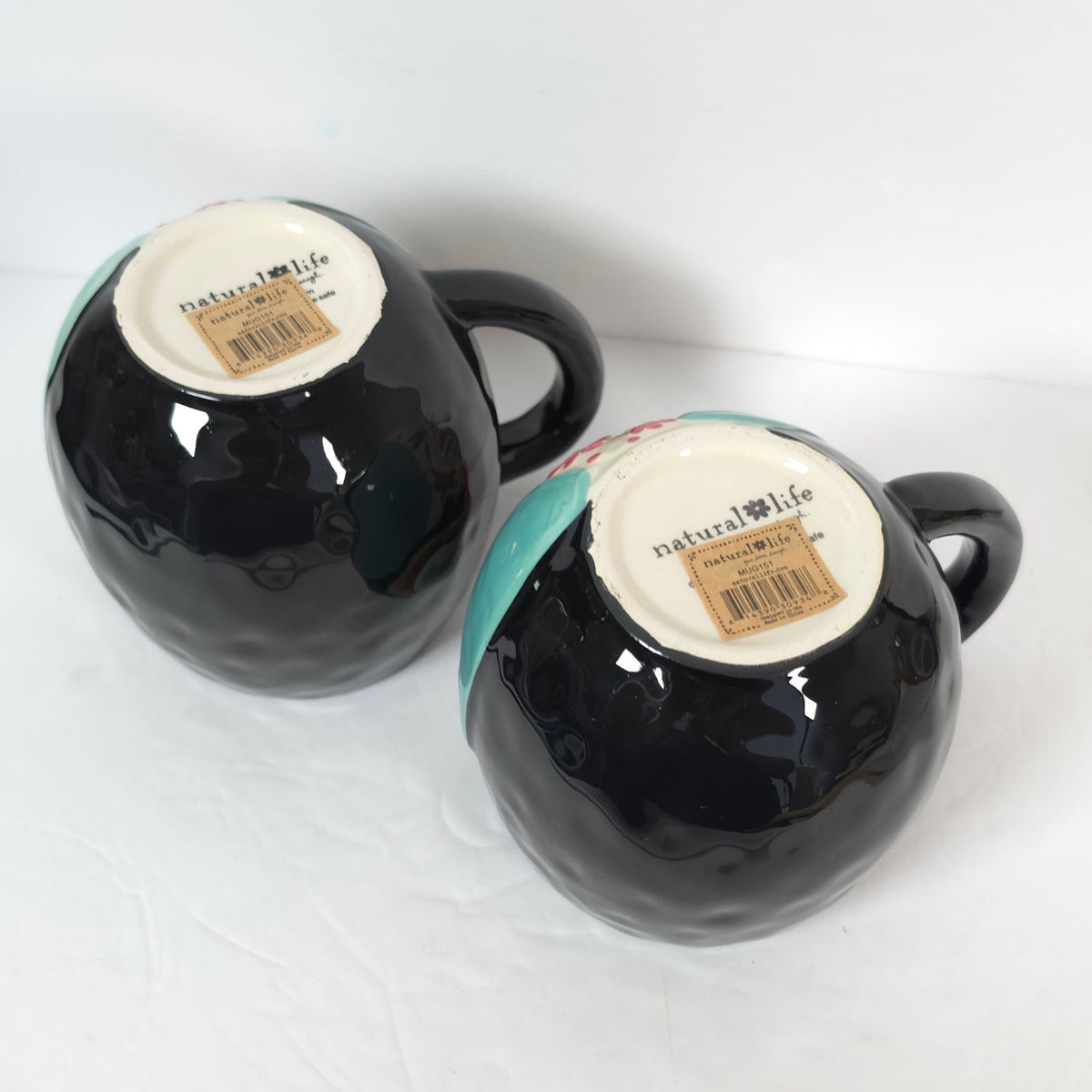 Natural Life Owl Coffee Mugs Set of 2 Love the Moment Black Turquoise