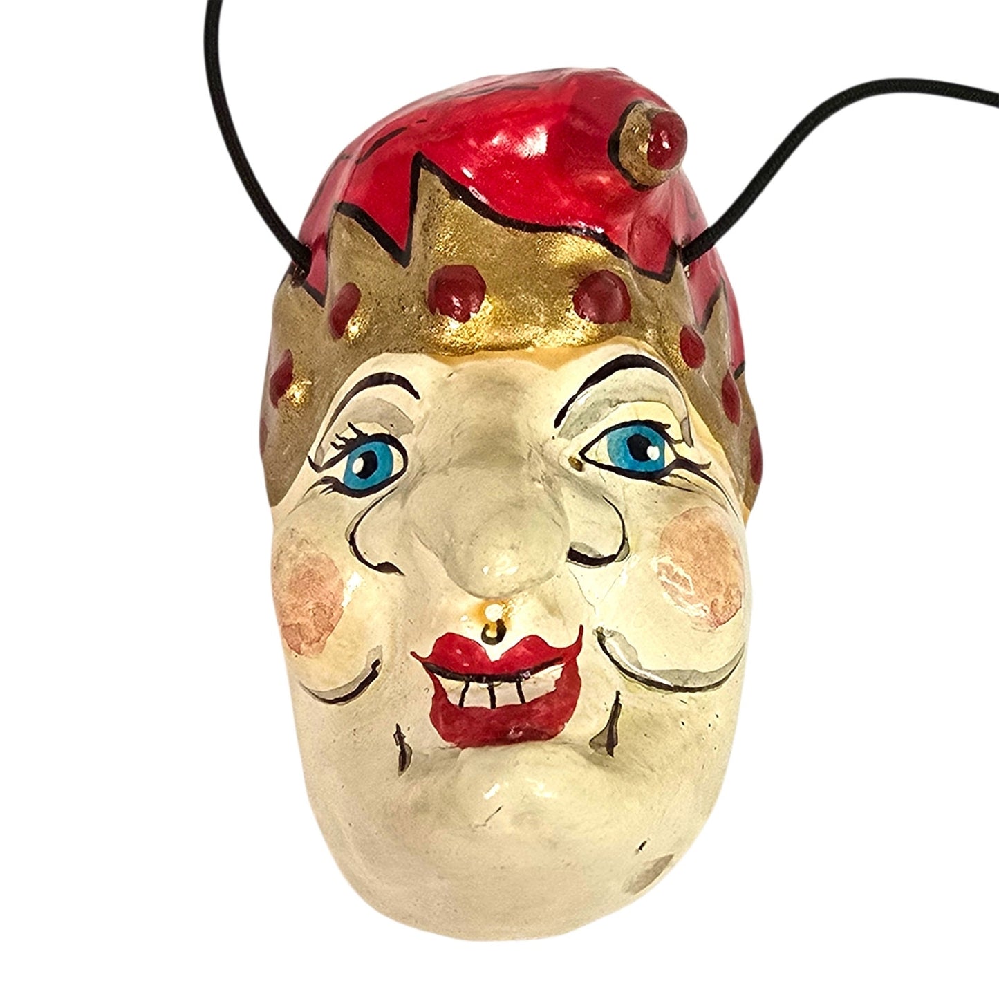 Vintage 1987 Arbaiza Signed Ceramic Jester Mask Ornament Hand Painted Harlequin