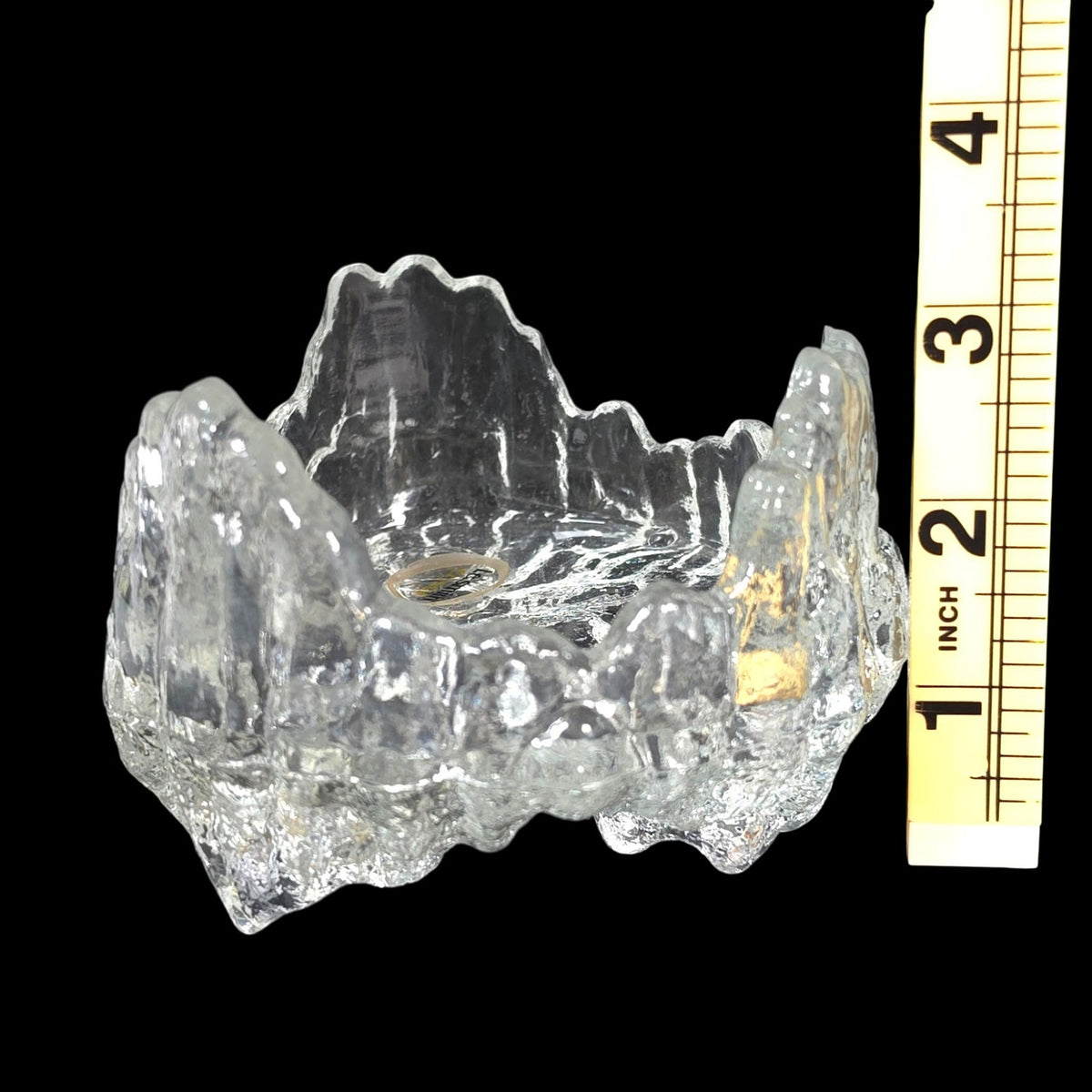 Vintage L.E. Smith Crystal Ice Glass Reversible Pillar 3 Taper Candle Holder