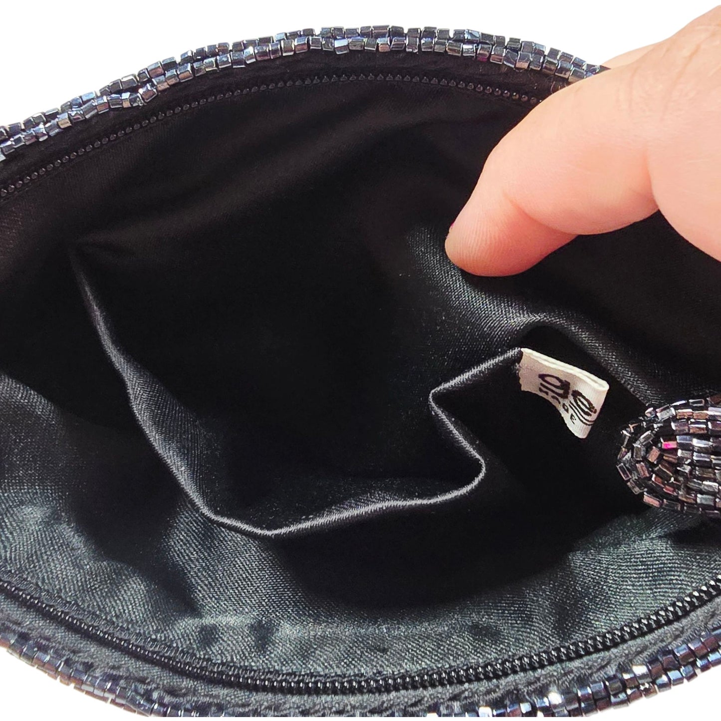 Vintage Genie Black Cat Beaded Change Purse