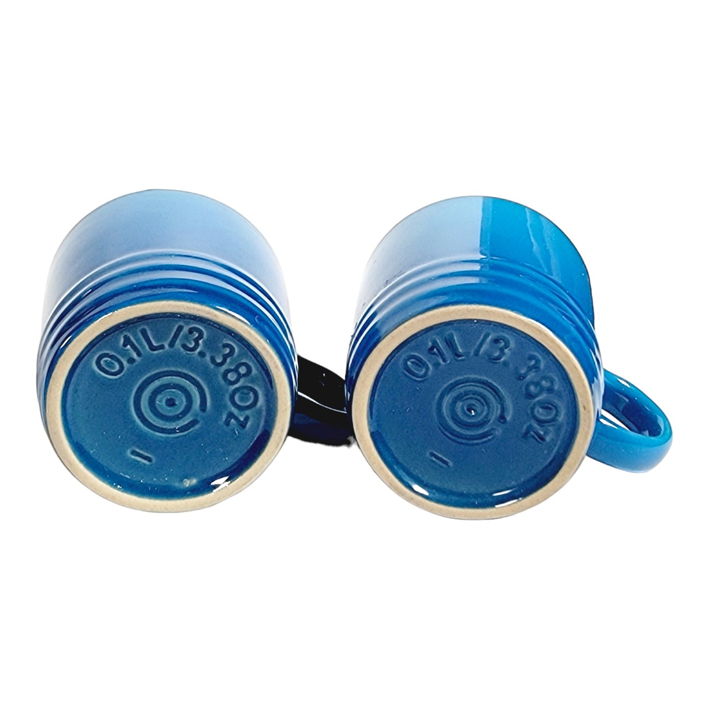 Le Creuset Marseille Blue Mini Espresso Mugs Stoneware Demitasse Set of 2 0.1L