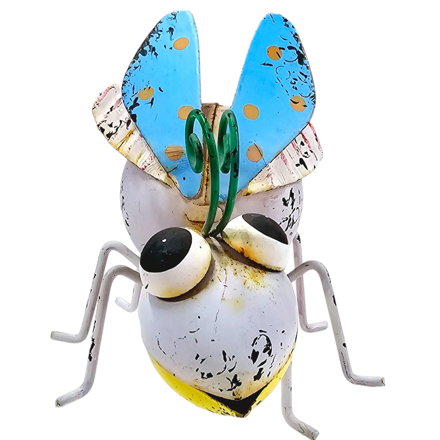 Colorful Metal Art Springy Garden Bug Sculpture Figurine 3.75" H x 4.5" W