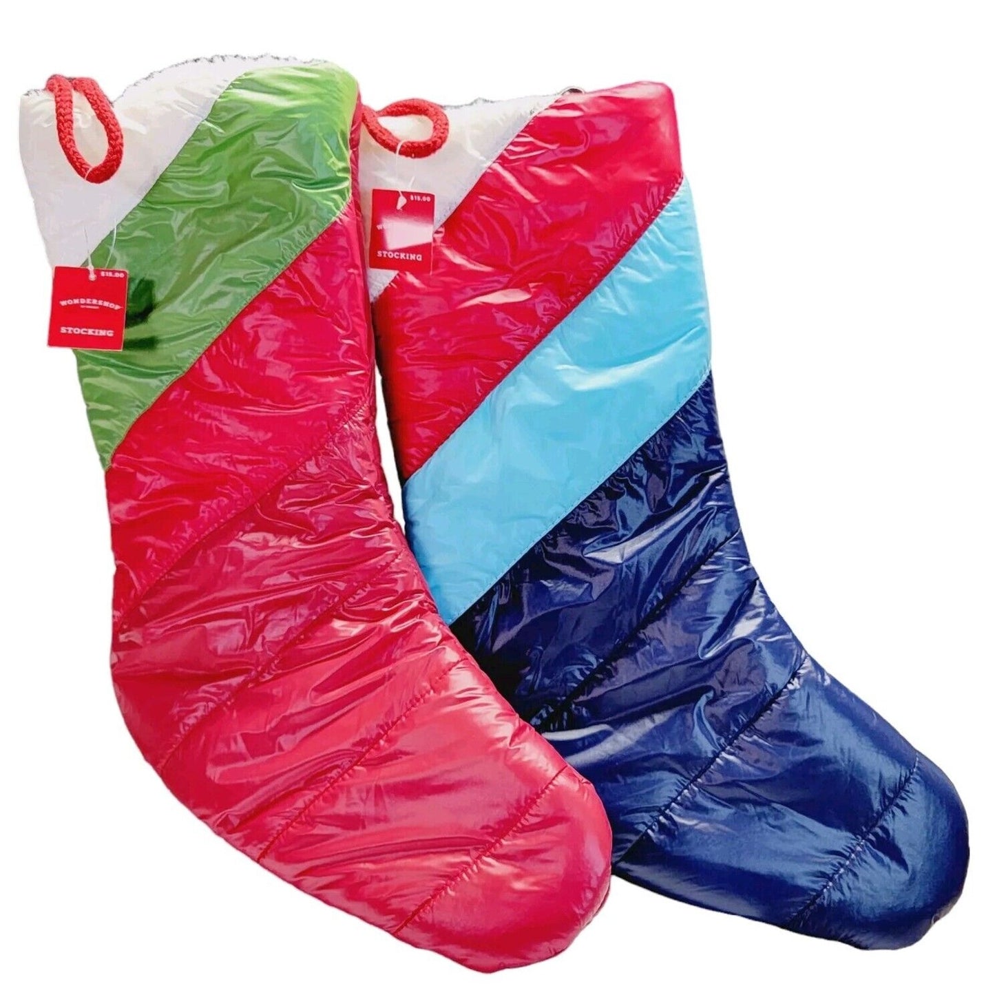 NEW Set of 2 Puffer Christmas Stockings Sherpa Lining Target Wondershop 2021