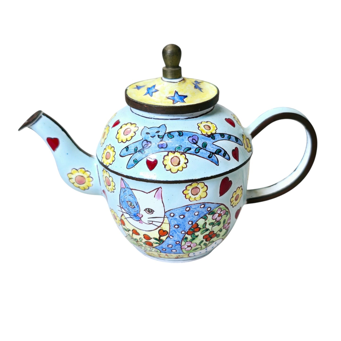 Kelvin Chen Miniature Hand Painted Cat Enamel Teapot