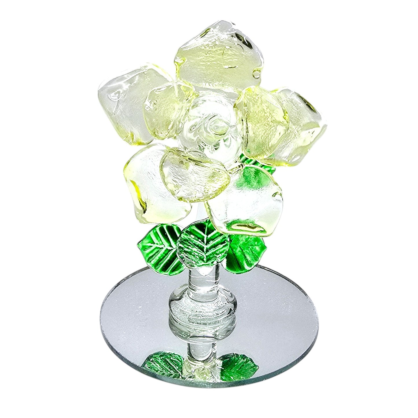 Small Art Glass Yellow Flower on Mirror
