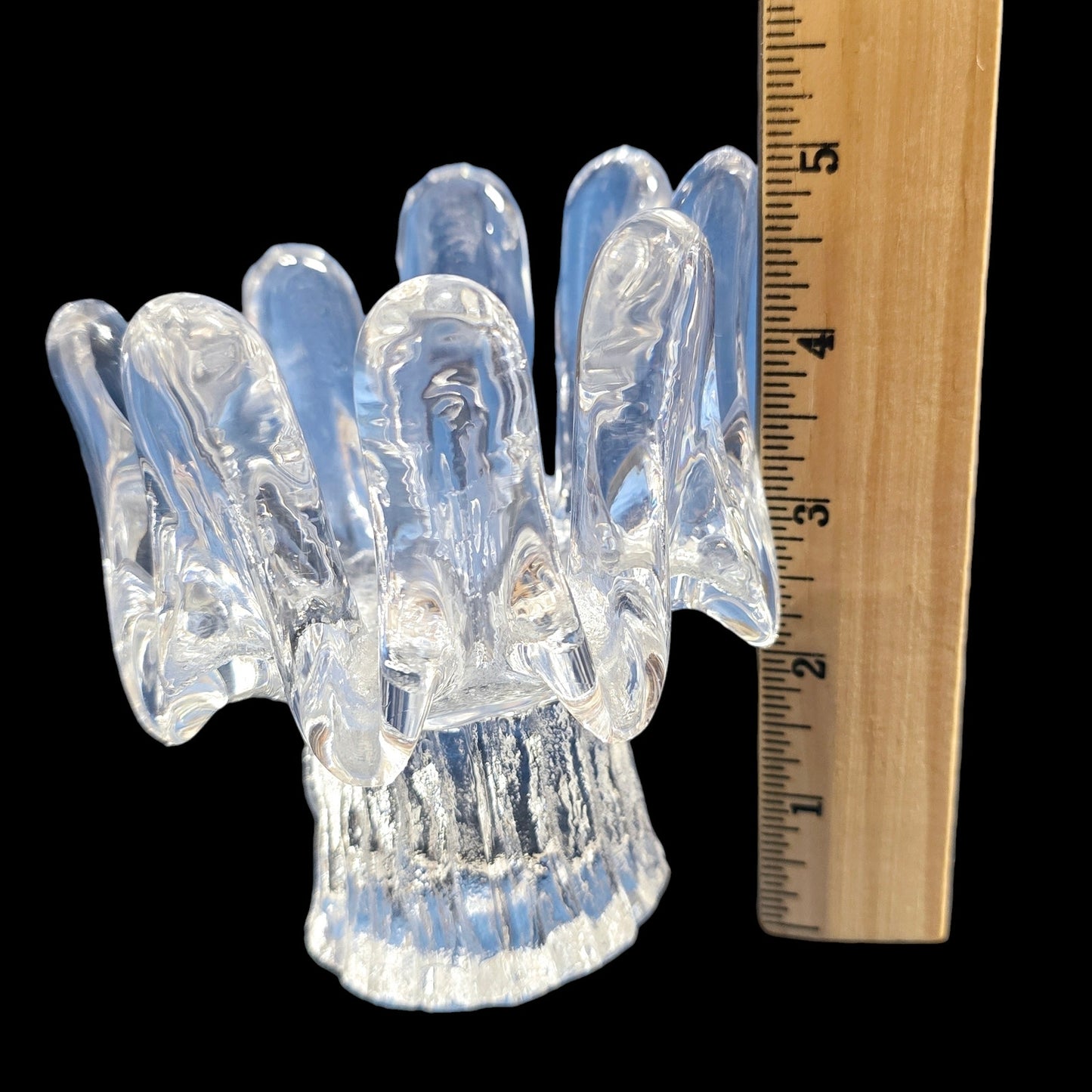 Handblown Randsfjord Glass Norway Set of 3 Crystal Sunflower Ice Votive Holder