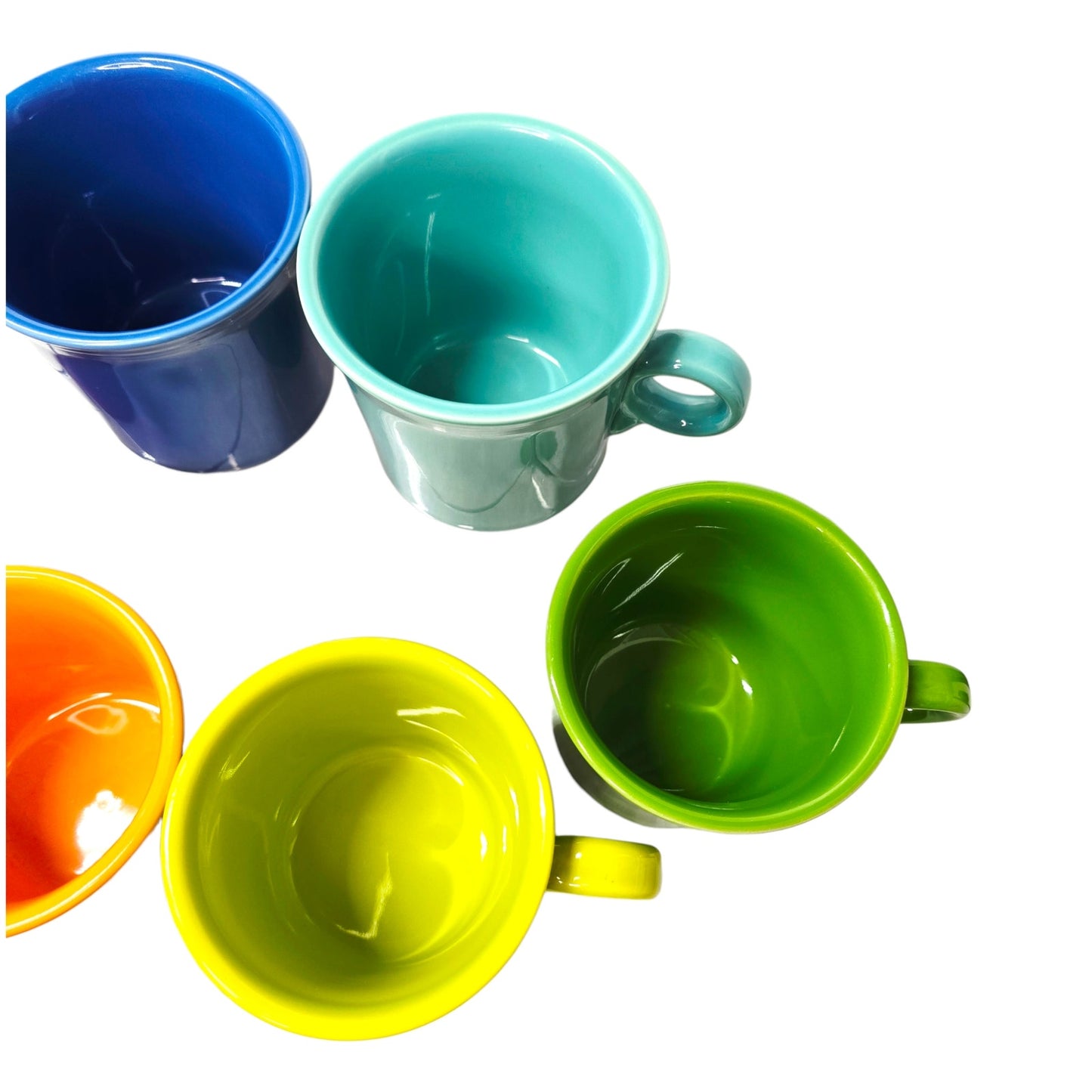 Set of 6 Fiesta Rainbow Ring Handle Mugs - Multi-Color Collection