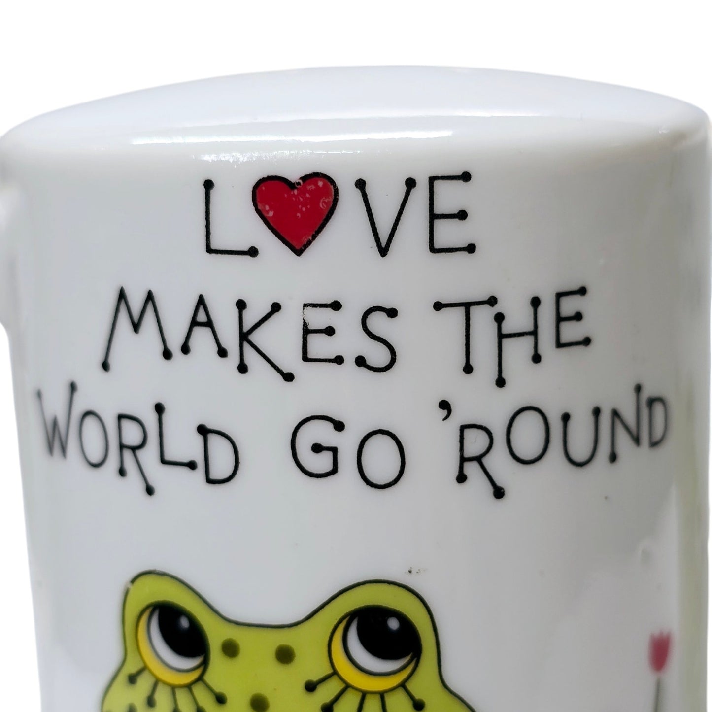 Vtg ❤️ Frogs Salt & Pepper "A Lorrie Design" Japan Love Makes the World Go Round