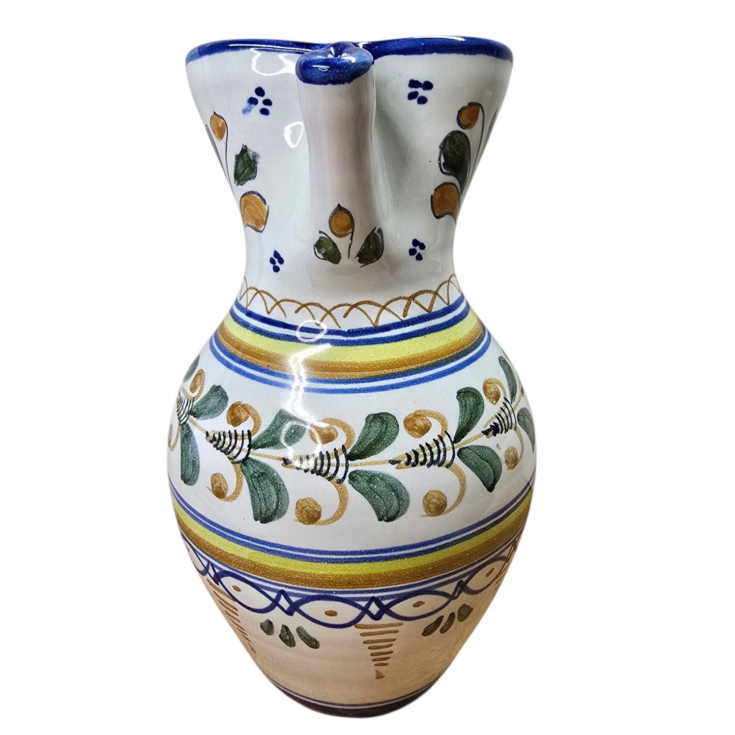 Talavera Water Pitcher Signed S Timoneda Handpainted Mediterranean Farmhouse 8"
