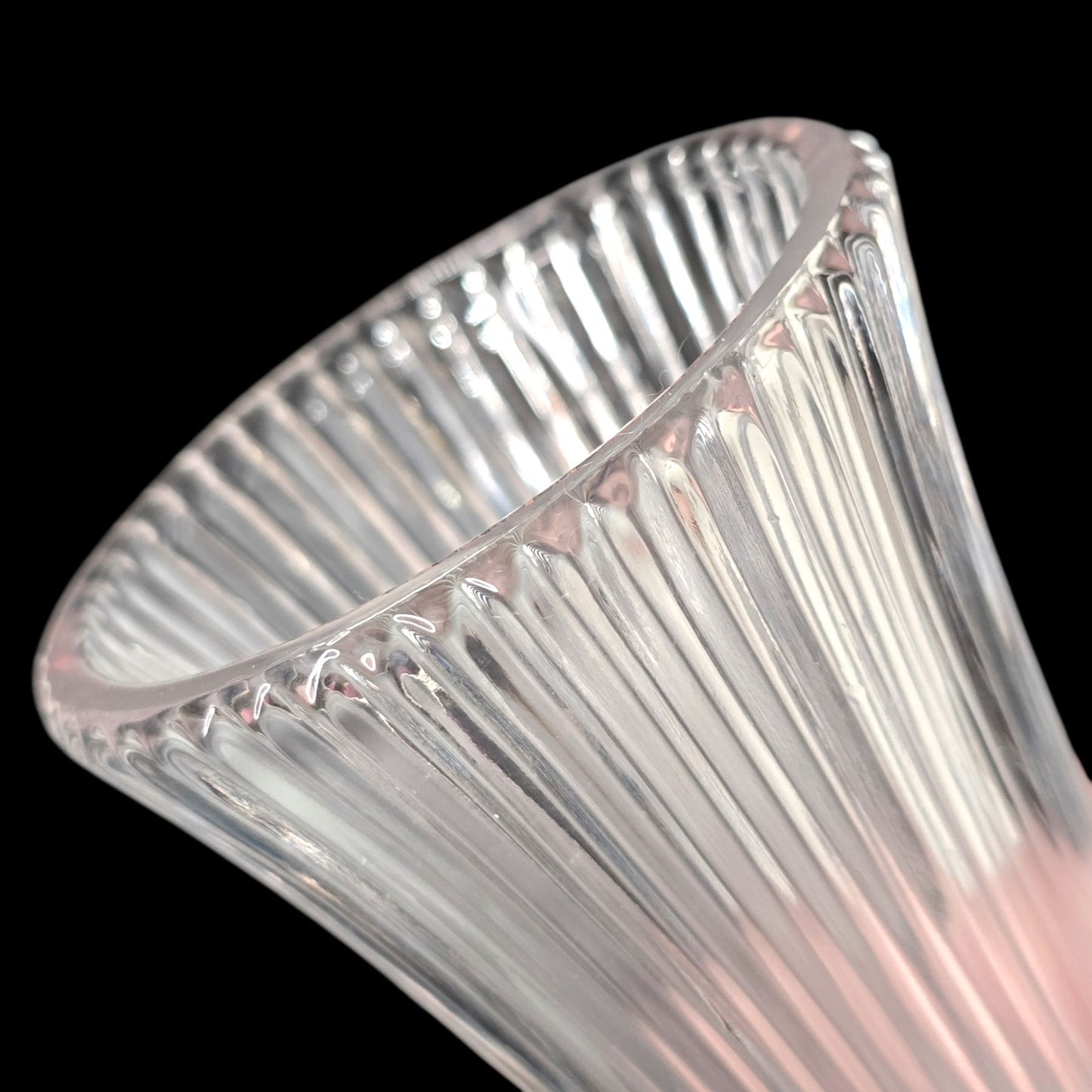 Fostoria Melissa Lead Crystal Bud Vase - 4.75" - Ribbed Thumbprint - 365nm Glow