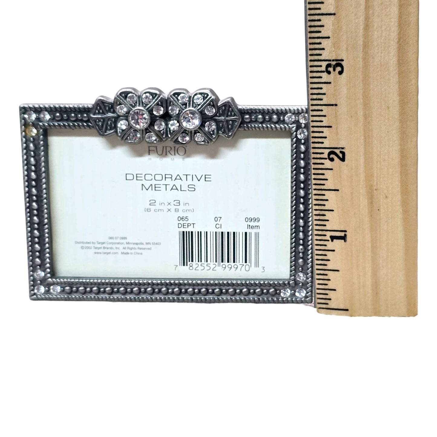 FURIO Home Decorative Metals Frame Jeweled 2x3" Frame Rhinestone Art Deco Floral