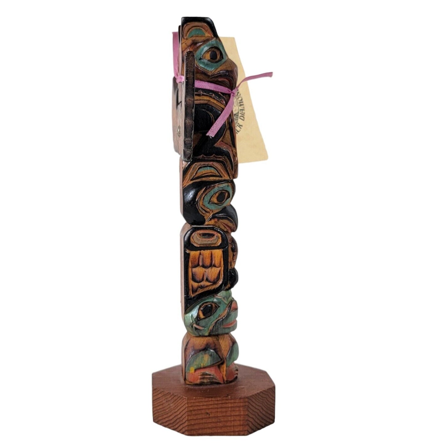 Alaska Black Diamond Hand-Crafted Ray Moore Cedar Totem "Halibut Stew"