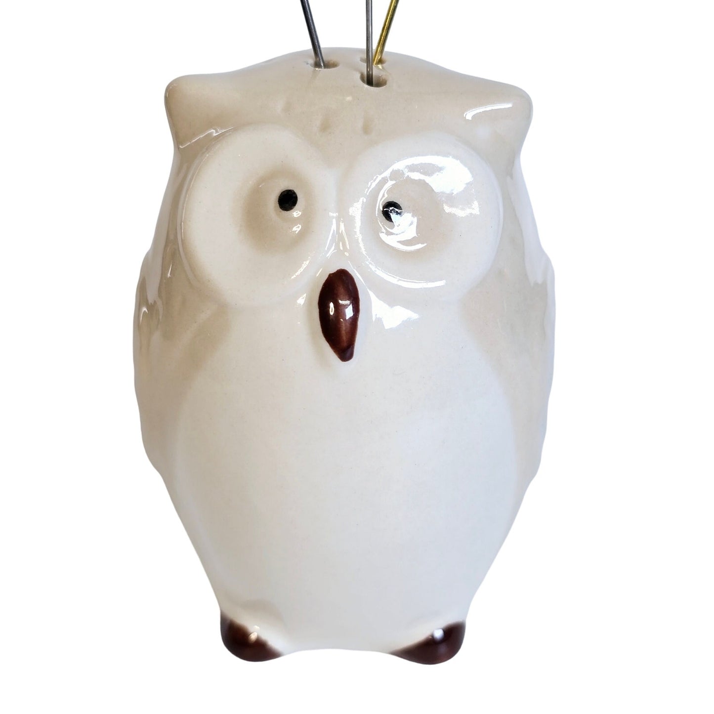 Ceramic Owl Salt Shaker Display with 3 Hat Pins