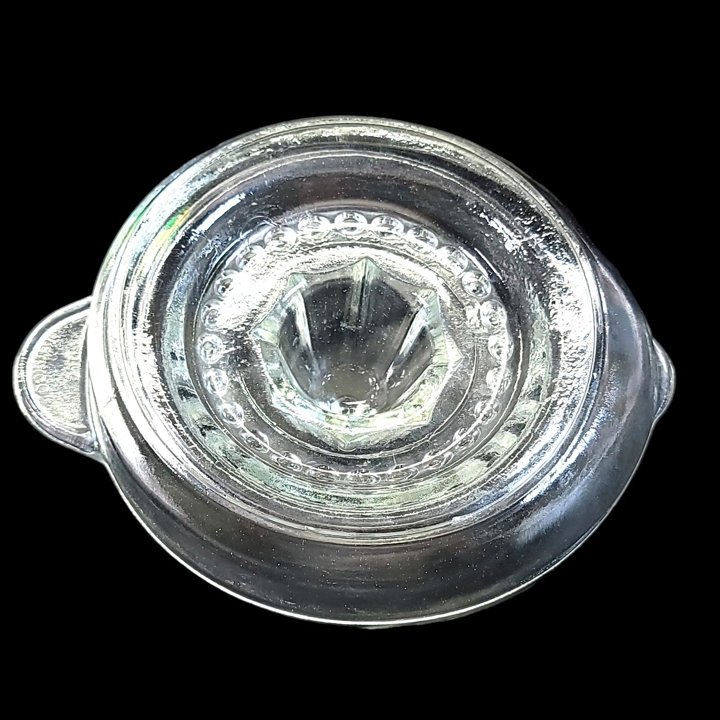 Large Vintage Mexico TPC Glass Reamer Juicer Hob Knob Design with Pour Spout 7.75" W