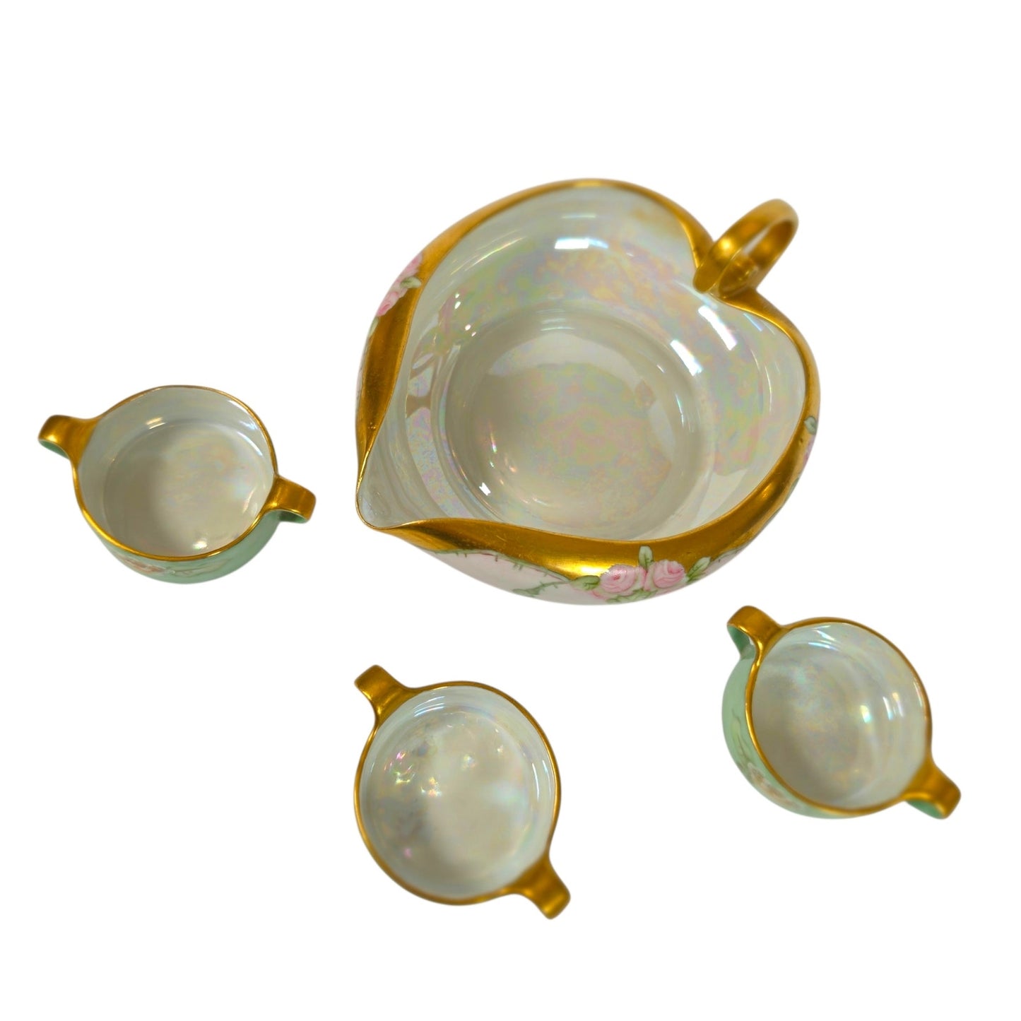Vintage Bavaria Germany Porcelain Creamer & Butter Pat / Salt Cellar / Sauce Set