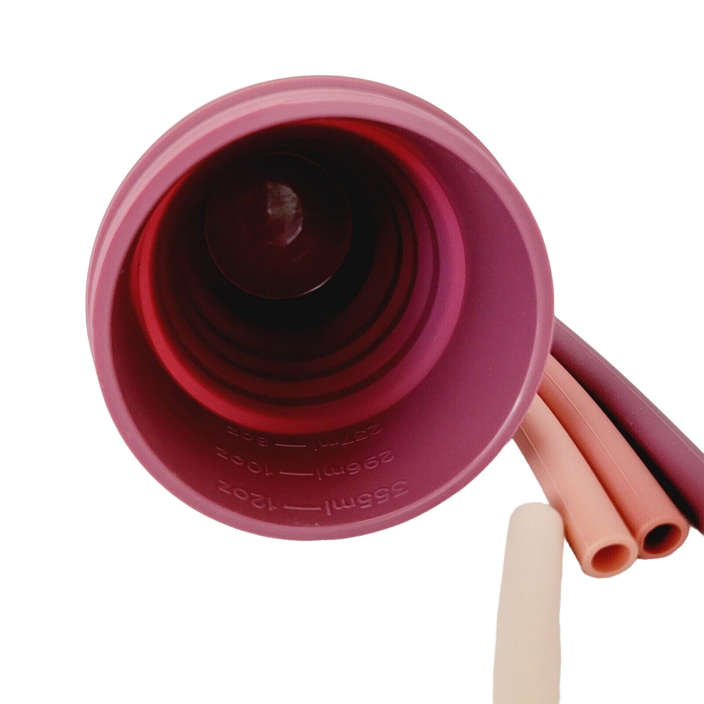 Collapsible Travel Cup Plum for Hot and Cold with 4 Reusable Straws