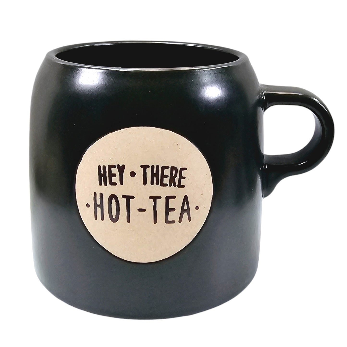 Project 62 Stoneware Coffee Mug Hey There Hot-Tea, 4" H, Black Stoneware