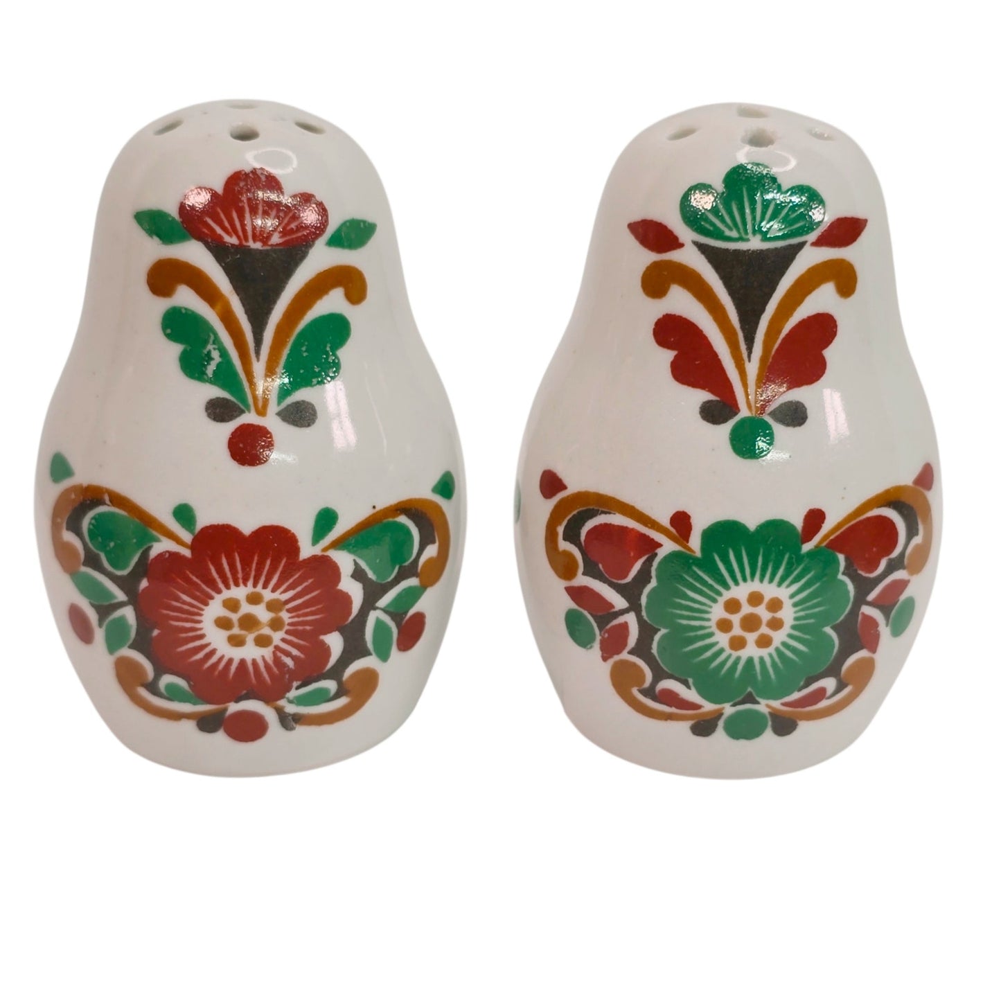 Gardner Verbilki Russian Porcelain Matryoshka Condiment Set Salt Pepper Mustard