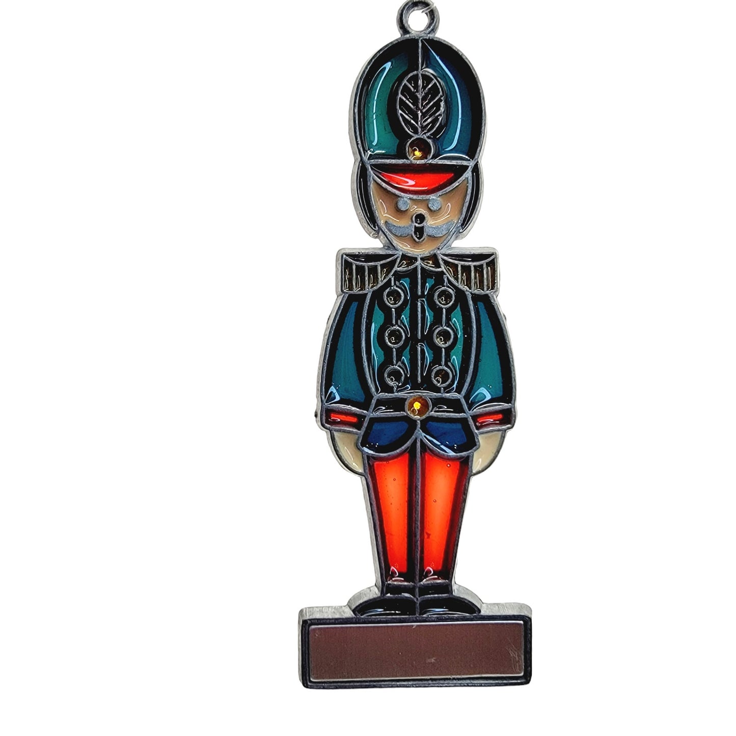 Vintage Leonard 1978 Toy Soldier Holiday Christmas Ornament Stain Glass Ornament