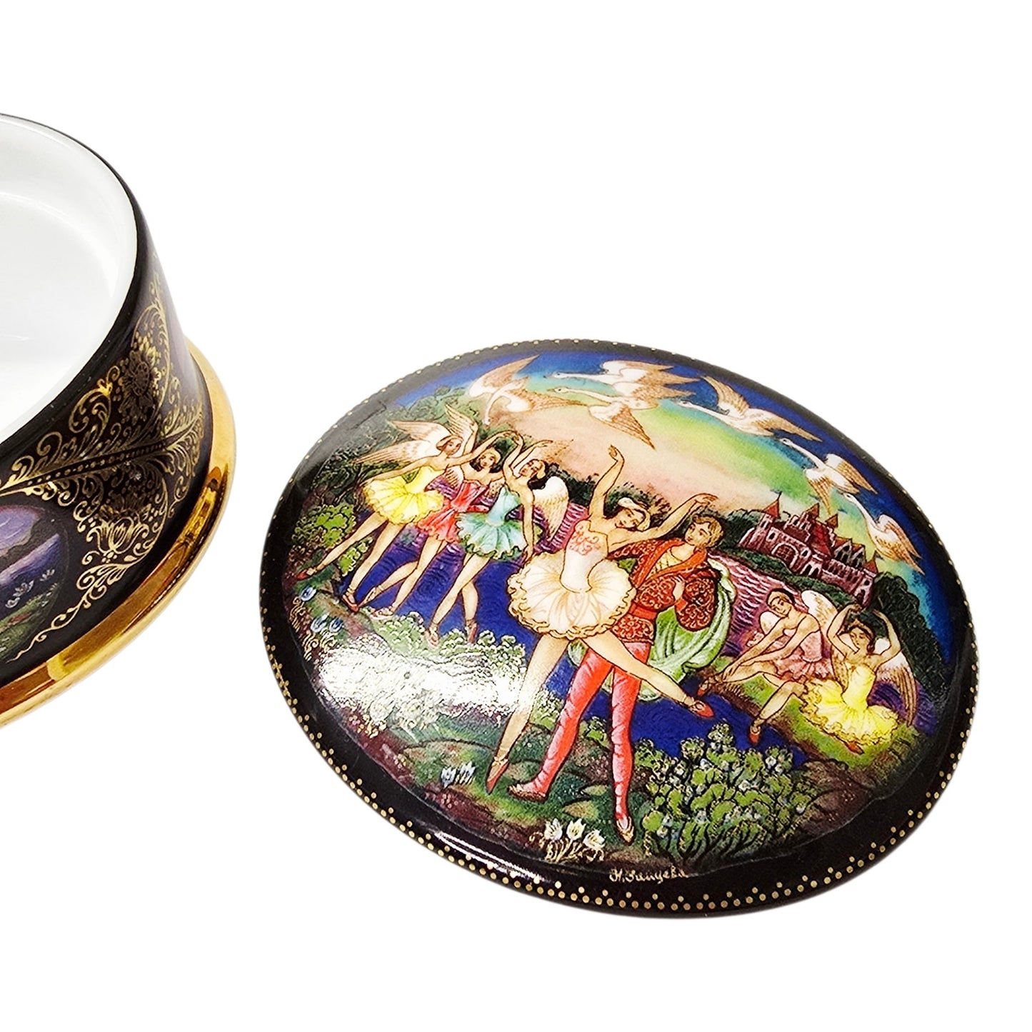 Ardleigh Elliott Swan Lake Trinket Box Porcelain Russian Ballet '92 Signed