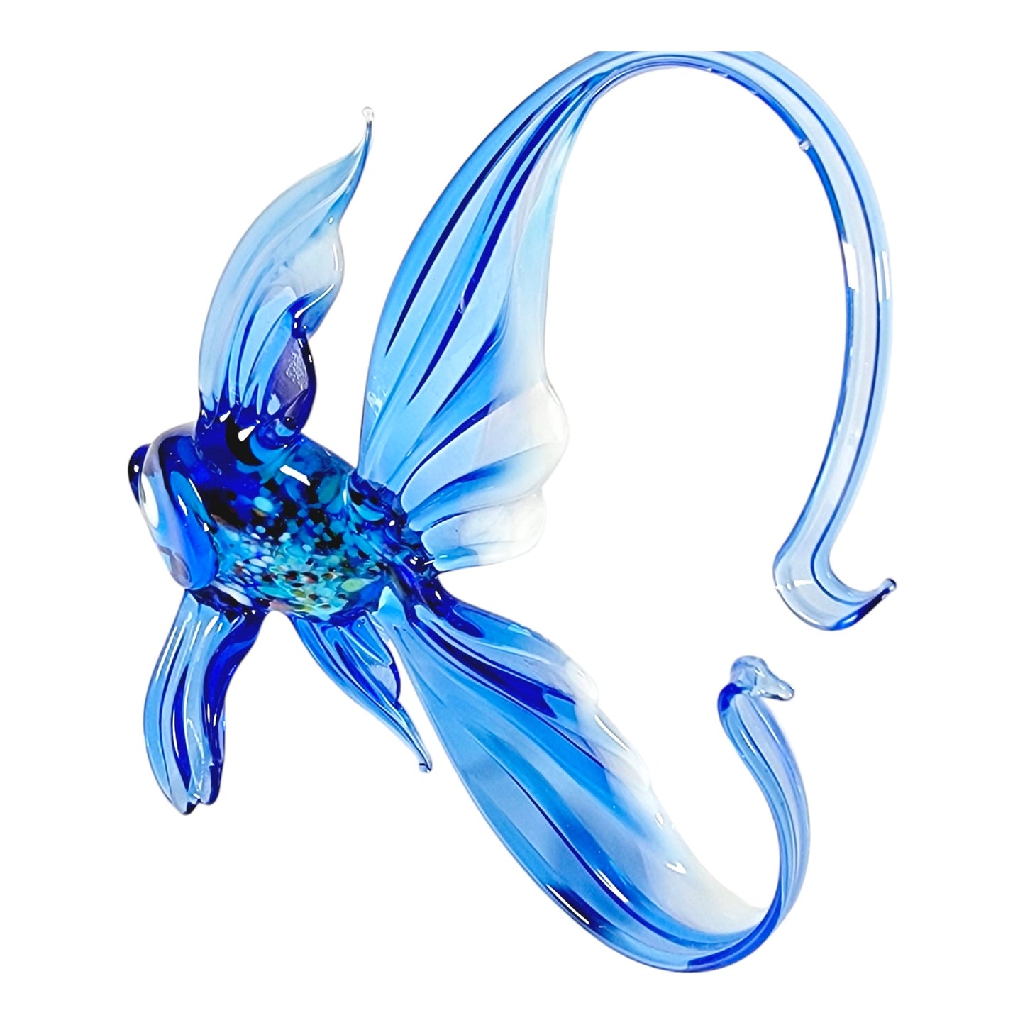 Art Glass Betta Fish Blue Glass Fish Murano-Style Glass Figurine Hand Blown Fish