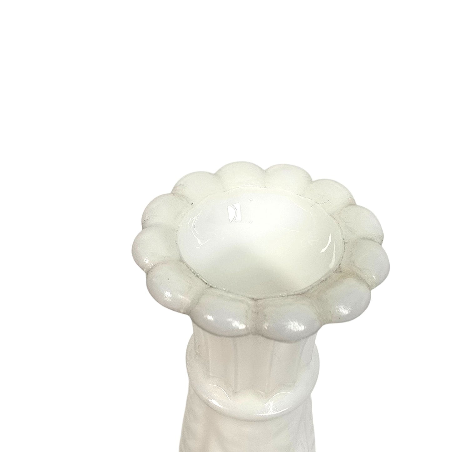Vtg Westmoreland White Milk Glass Bud Vase Old Quilt, Block and Star, Star & Fan