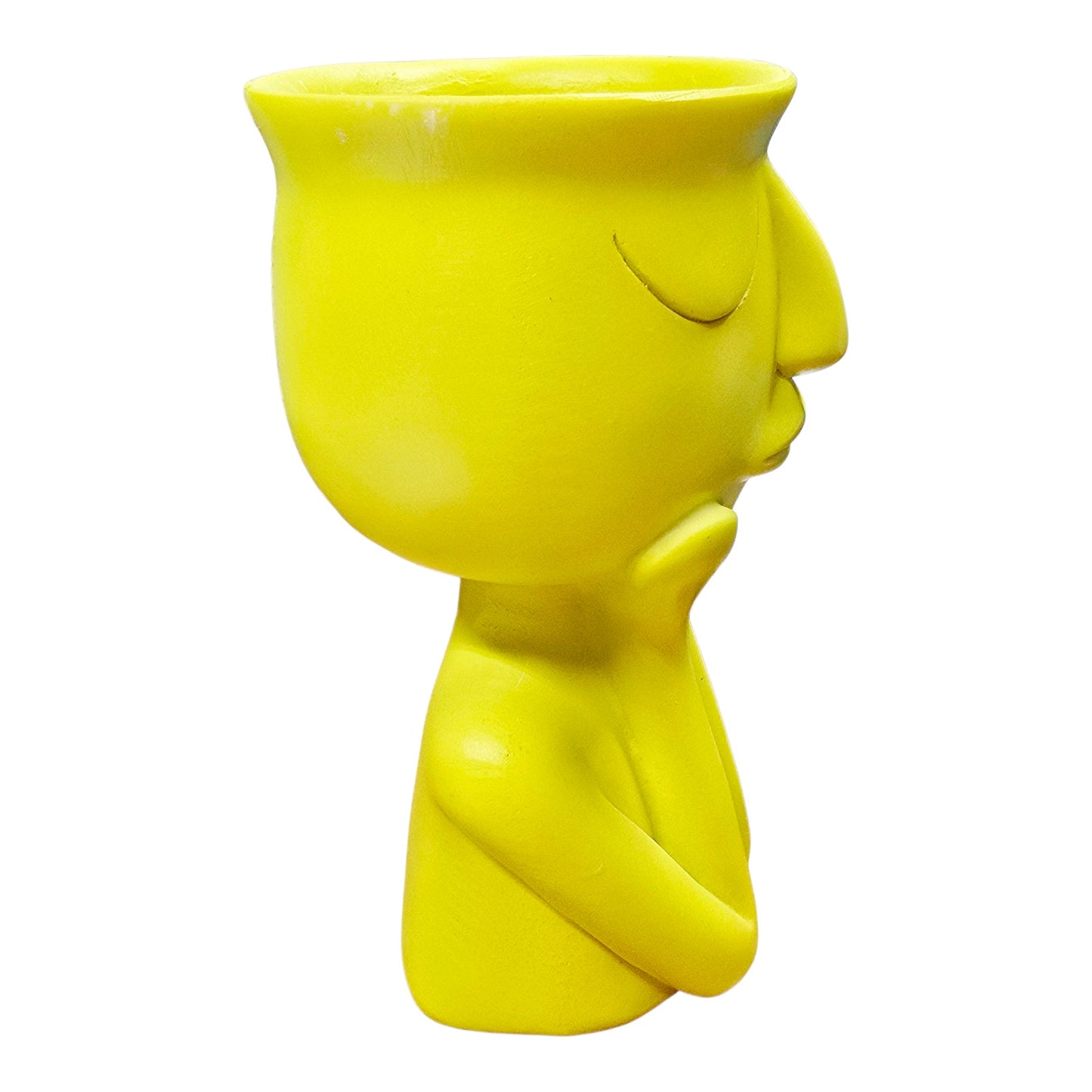 Quirky Yellow Ceramic Face Vase, Fun Home & Desk Decor, Succulent Pot Flower Pot