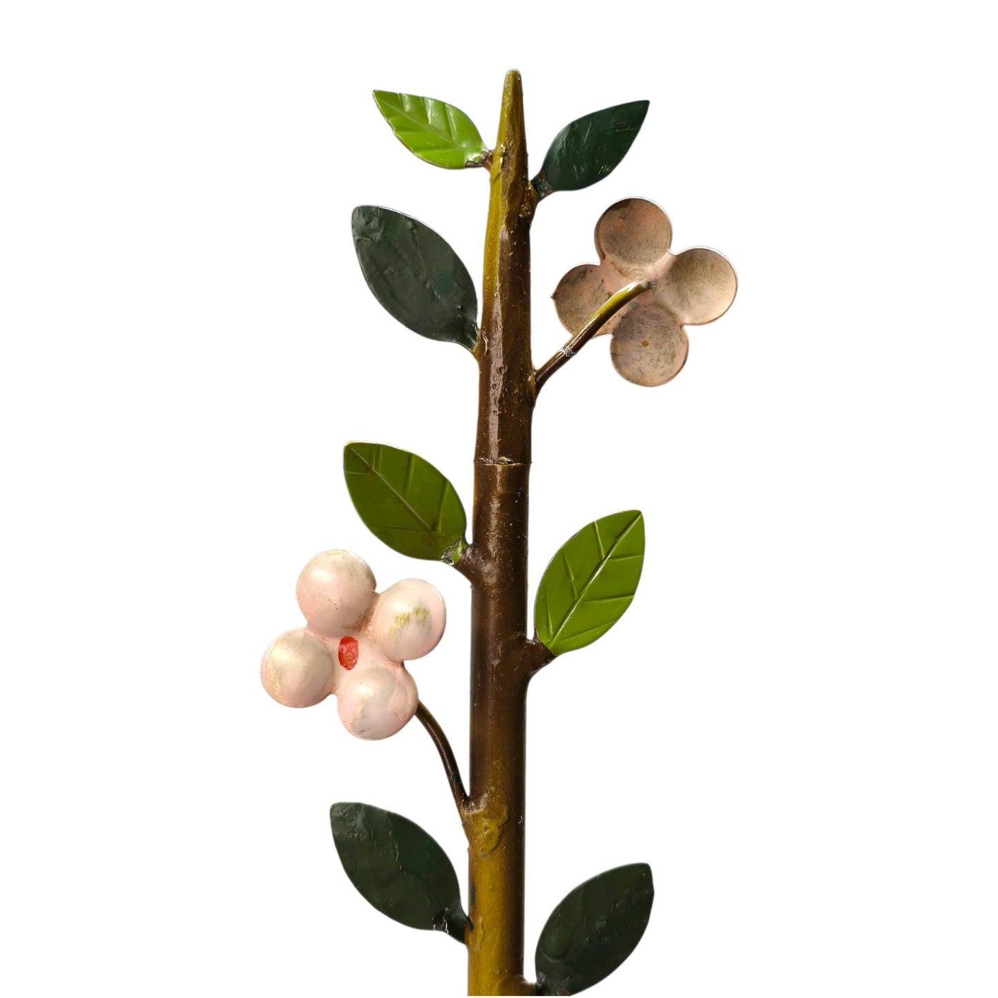 Vtg Italian Tole Espalier Fruit Tree Sculpture Birds Apples Flowers Decor Italy